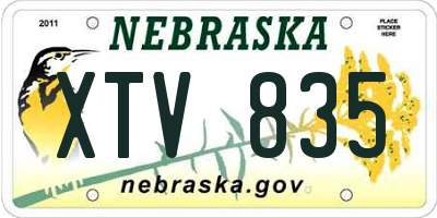 NE license plate XTV835