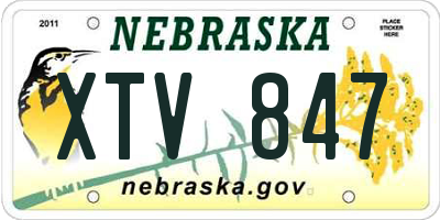 NE license plate XTV847