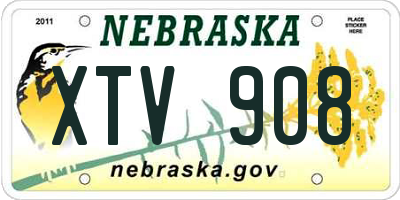 NE license plate XTV908