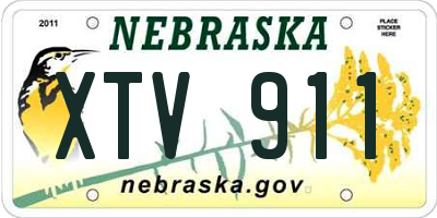 NE license plate XTV911