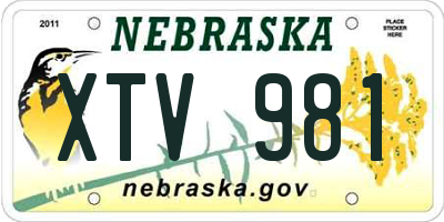 NE license plate XTV981