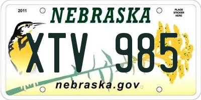 NE license plate XTV985