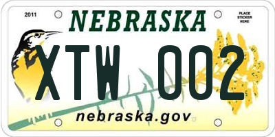 NE license plate XTW002