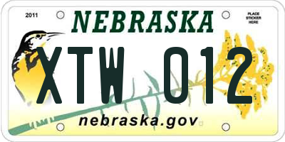 NE license plate XTW012