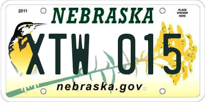 NE license plate XTW015