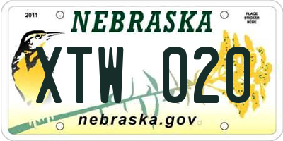 NE license plate XTW020