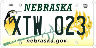 NE license plate XTW023