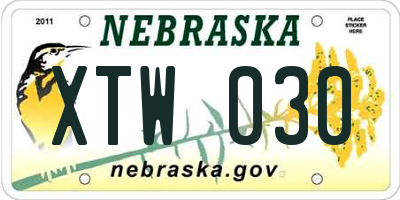 NE license plate XTW030