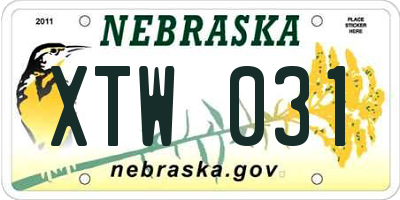 NE license plate XTW031
