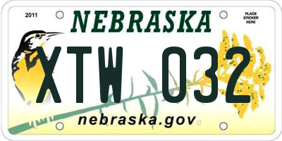 NE license plate XTW032