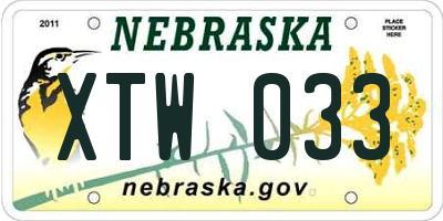 NE license plate XTW033