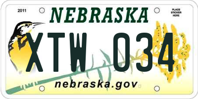 NE license plate XTW034