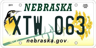 NE license plate XTW063