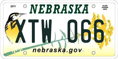 NE license plate XTW066