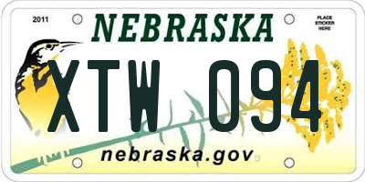 NE license plate XTW094