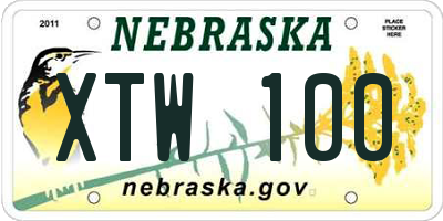 NE license plate XTW100