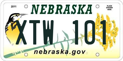NE license plate XTW101