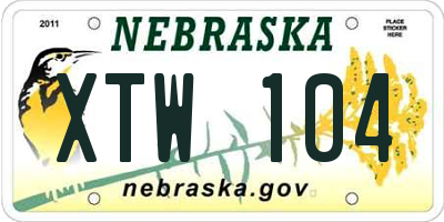 NE license plate XTW104