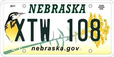 NE license plate XTW108