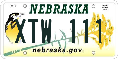 NE license plate XTW111