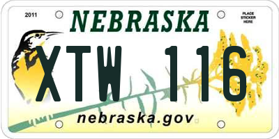 NE license plate XTW116