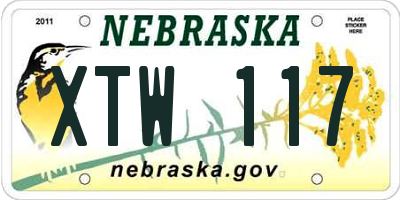 NE license plate XTW117