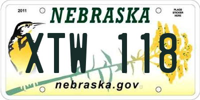 NE license plate XTW118