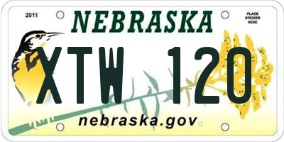 NE license plate XTW120
