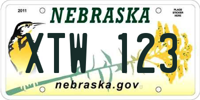NE license plate XTW123