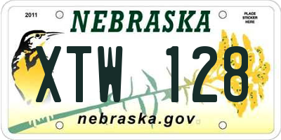 NE license plate XTW128