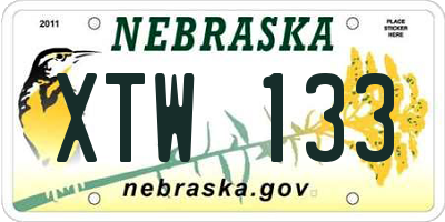 NE license plate XTW133