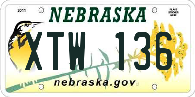 NE license plate XTW136