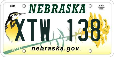 NE license plate XTW138