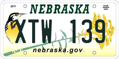 NE license plate XTW139