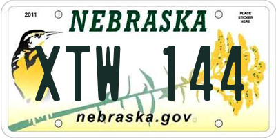NE license plate XTW144
