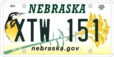 NE license plate XTW151