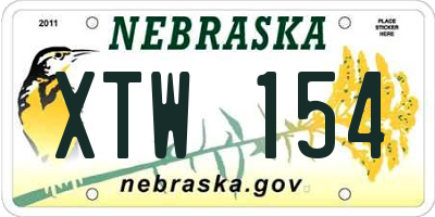 NE license plate XTW154