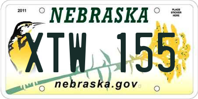 NE license plate XTW155
