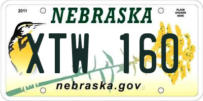 NE license plate XTW160