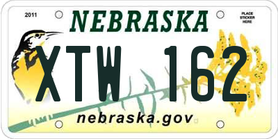 NE license plate XTW162