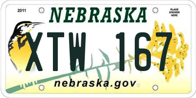 NE license plate XTW167