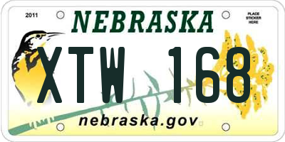NE license plate XTW168