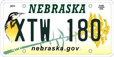NE license plate XTW180