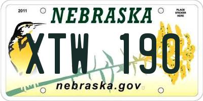 NE license plate XTW190