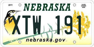 NE license plate XTW191