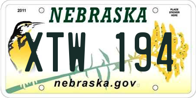 NE license plate XTW194
