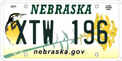 NE license plate XTW196