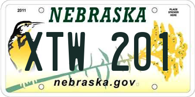 NE license plate XTW201