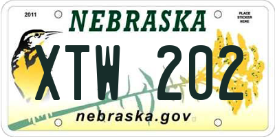 NE license plate XTW202