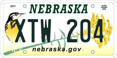 NE license plate XTW204